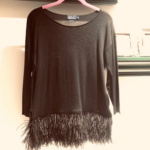 Ralph Lauren Ostrich Feather & Merino Wool top - Picture 1 of 6